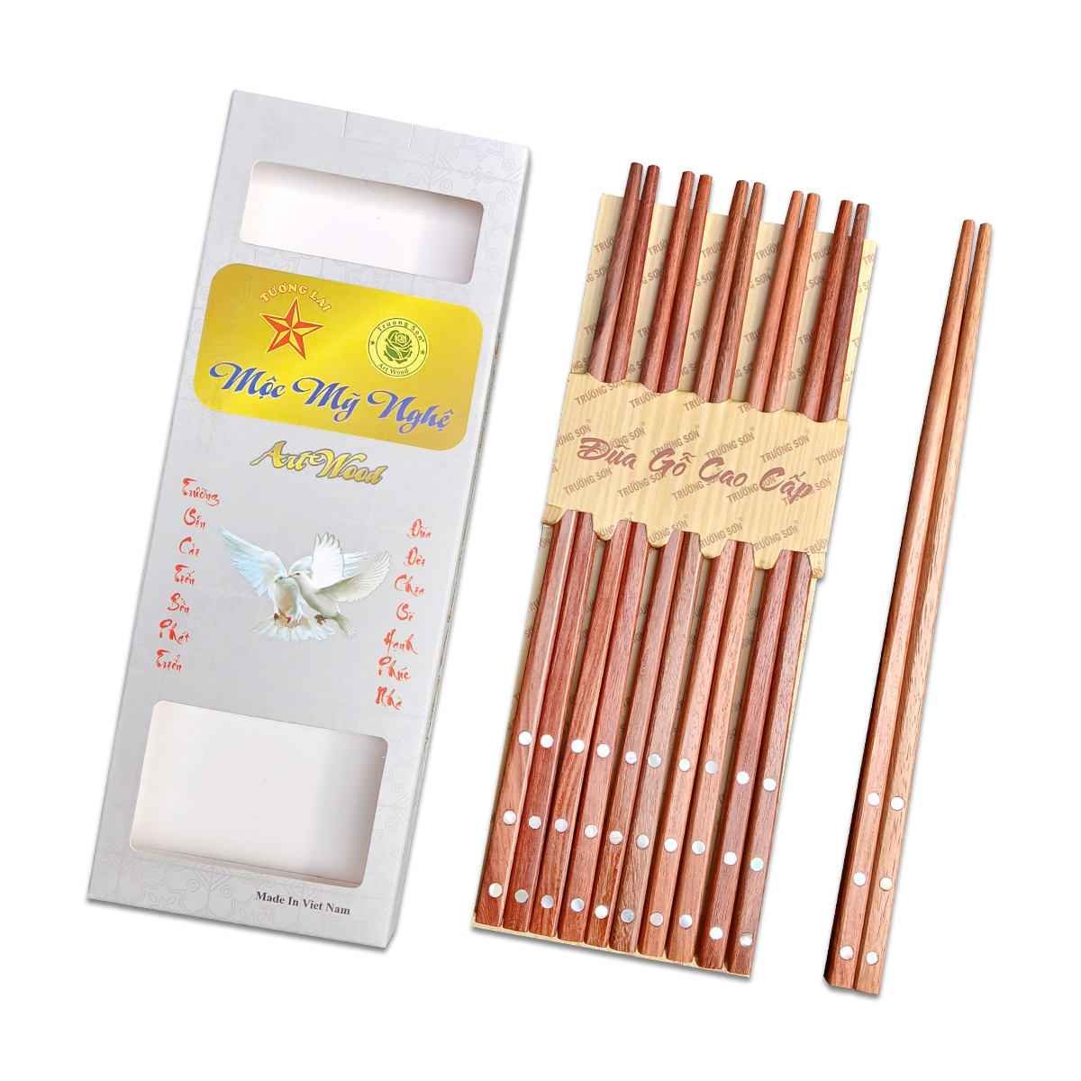 ĐŨA GỖ CAO CẤP - ĐŨA CẨM LAI CHẤM BI - HÀNG VIỆT NAM CHẤT LƯỢNG CAO ( 10 ĐÔI )