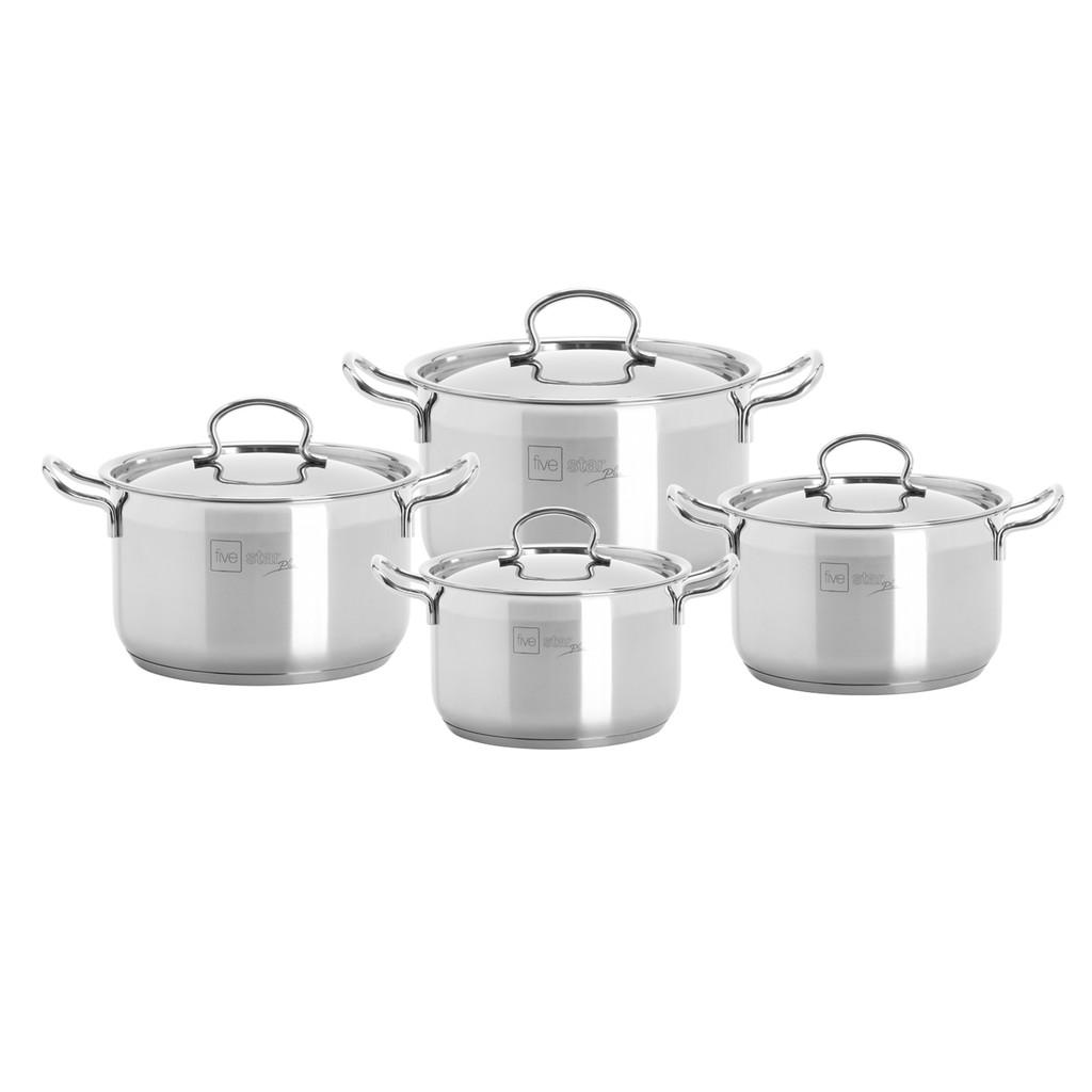 Bộ nồi xửng chảo 3 đáy inox 304 FiveStar Plus FS08CV 6 món bếp từ nắp inox