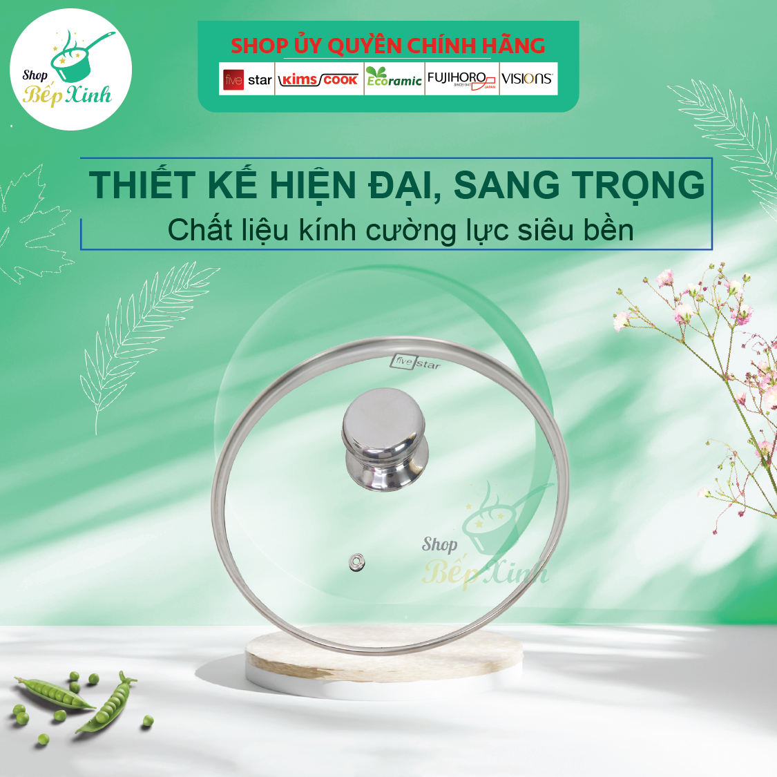 Nắp kính cường lực Fivestar dùng cho nồi chảo quánh ( 16 cm / 18cm / 20cm /24cm / 26cm )