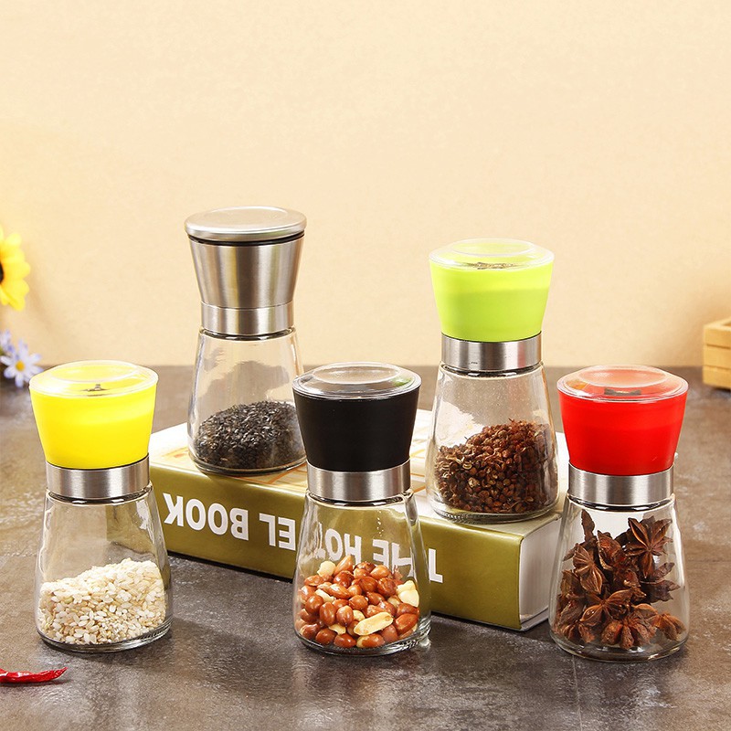 Lọ Xay Tiêu Cầm Tay Siêu Nhanh Bằng Thủy Tinh Dày Dặn Có Nắp Đậy - Hàng Cao Cấp