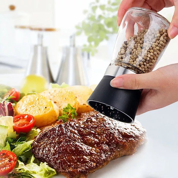 Lọ Xay Tiêu Thủy Tinh Hàng Dày Cầm Tay Nắp Đậy Tiện Lợi Giao Màu Ngẫu Nhiên