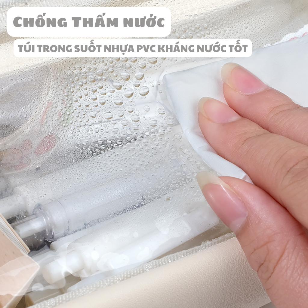 Hộp bút Túi Đựng Bút Trong Suốt Cỡ Lớn Chống Thấm Nước Phong Cách Hàn Quốc / Túi đựng đồ dùng cá nhân ,túi du lịch Tặng kèm sticker trang trí - Hàng Chính Hãng