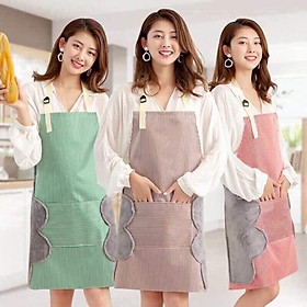 Tạp dề nấu ăn ,  họa tiết cao cấp  có khăn lau tay bên hông ,chống thấm nước cao cấp tiện lợi cho chị em 