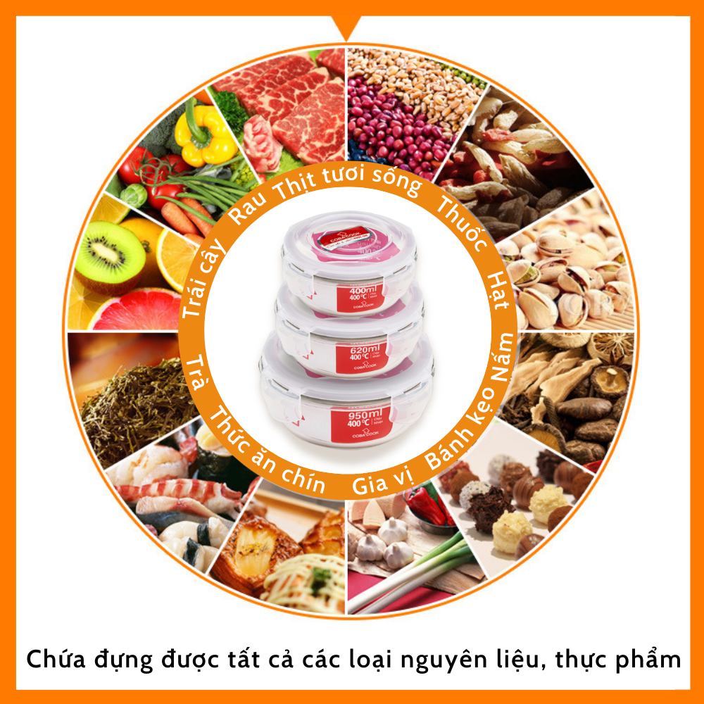 Xả Kho Bộ Túi Hộp Cơm Thủy Tinh Giữ Nhiệt Cao Cấp COBACOOK