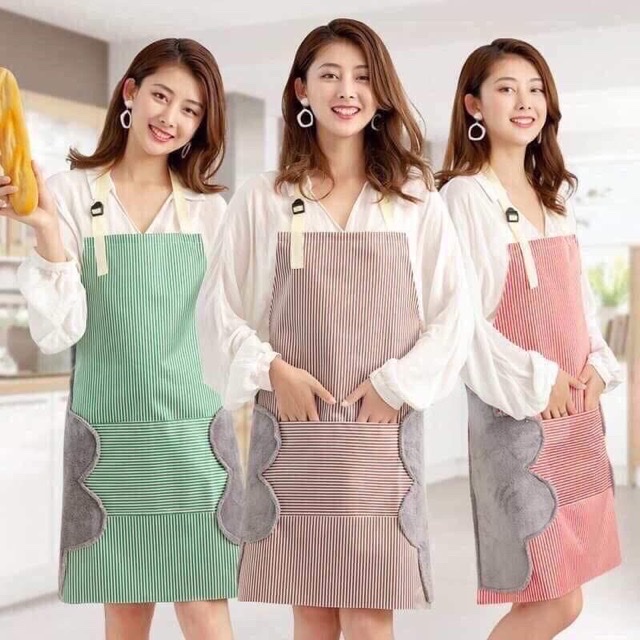 Tạp dề nấu ăn , họa tiết cao cấp thiết kế thời trang ,chất liệu mềm mại ,có khăn lau tay bên hông ,chống thấm nước