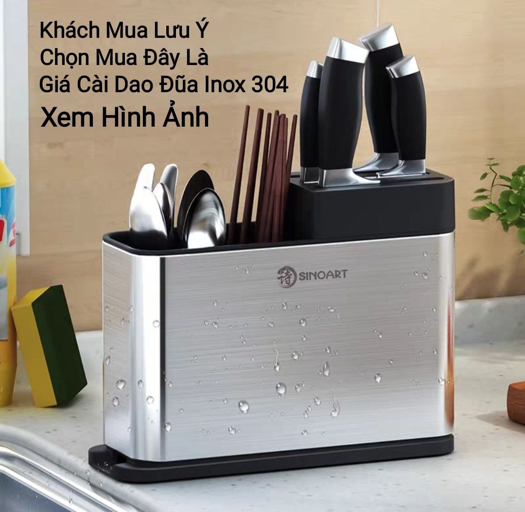 HỘP GÍA KỆ CÀI DAO CẮM ĐŨA MUỖNG THÌA ĐA NĂNG INOX 304 CÓ KHE RÃNH THOÁT NƯỚC & VÀ DỄ DÀNG THÁO LẮP VỆ SINH ( HÀNG CAO CẤP XEM KỸ MÔ TẢ HÌNH ẢNH VÀ CLIP )