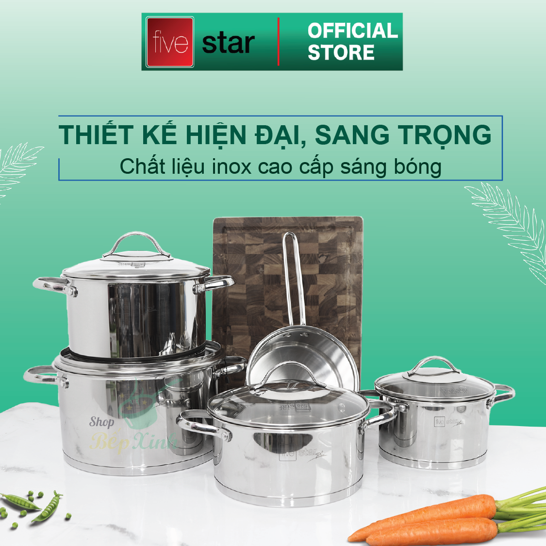 Bộ 5 Nồi 3 Đáy Inox 304 Kiểu Sillic Fivestar FS10CG2