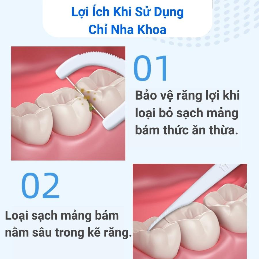 Phụ kiện nhà bếp phòng ăn _ Set hộp 50 cây tăm chỉ nha khoa , an toàn dễ sử dụng