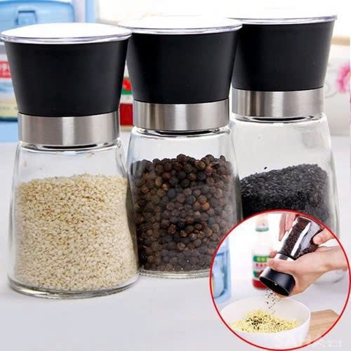 Lọ xay tiêu thủy tinh, lưỡi sứ - Màu ngẫu nhiên