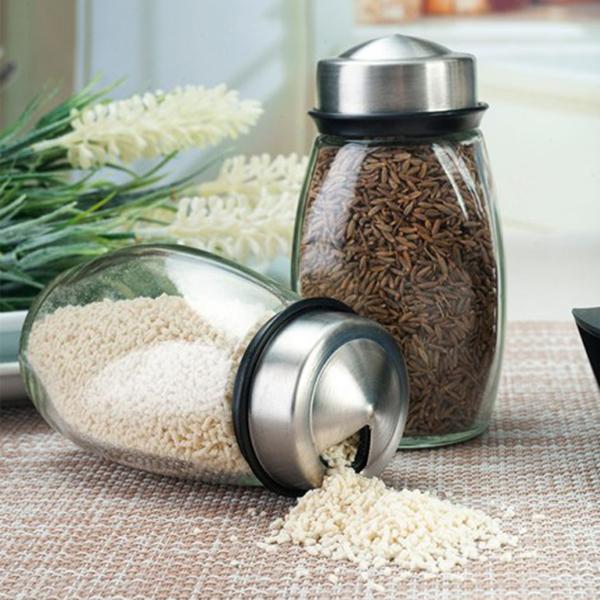 Bộ 6 Lọ Đựng Gia Vị Chất Liệu Thủy Tinh Kèm Đế Xoay 360 Tiện Lợi- TẠo Sang Trọng, Gọn Gàng Cho Căn Bếp