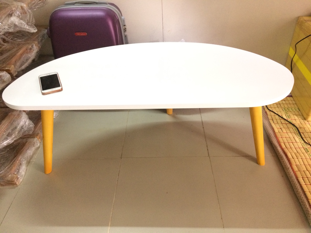 Bàn trà, bàn sofa hột xoài trắng 100x50x45, bàn cafe phòng khách, bàn coffee, bàn gỗ cà phê