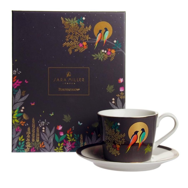 Portmeirion Sara Miller Chelsea set chén đĩa lót màu xám đậm Nhập khẩu Anh Quốc