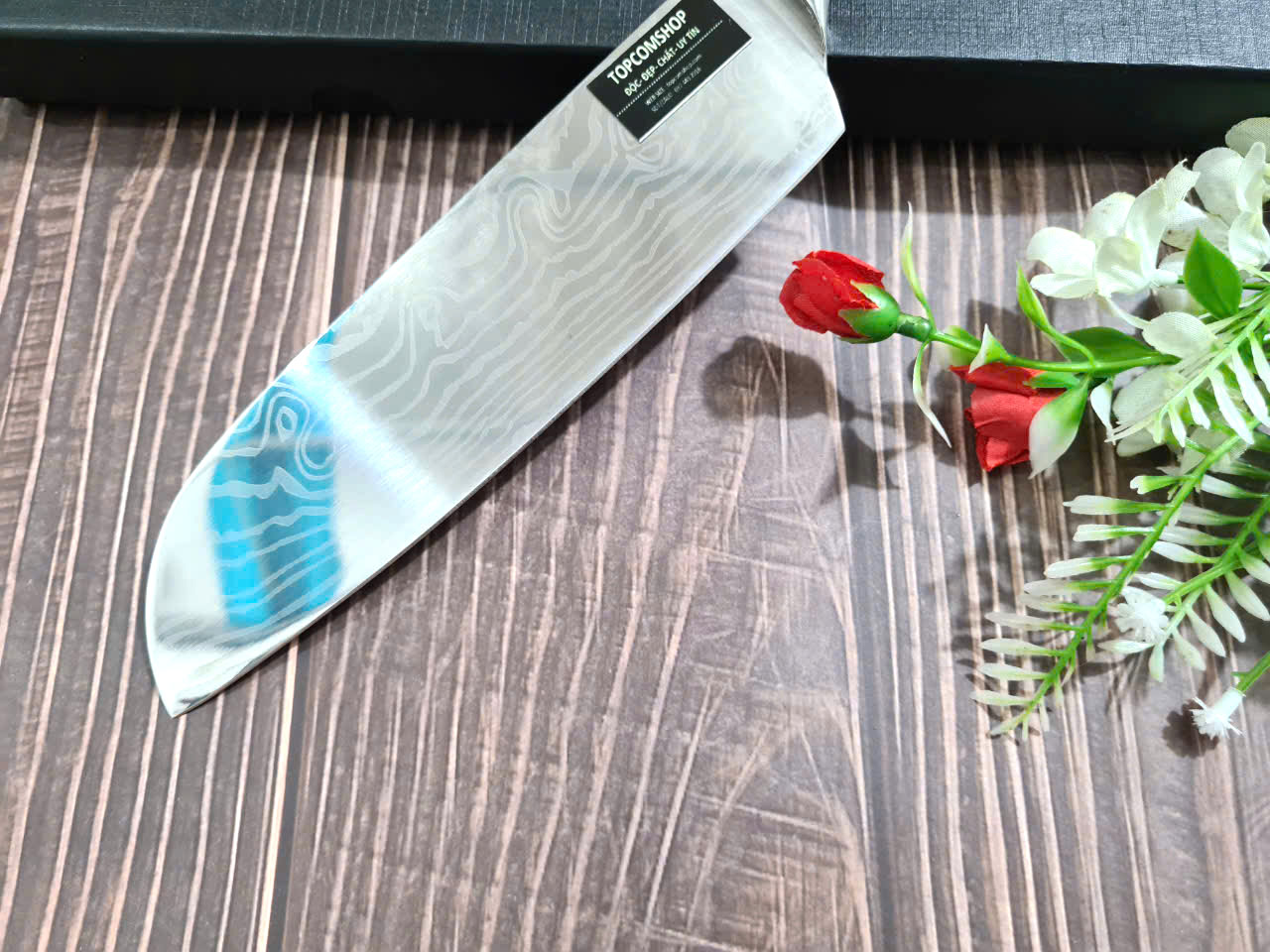 DAO - DAO BẾP NHẬT BẢN SANTOKU THÉP DAMASCUS MÃ A10 DT116 nt topcomshop vn