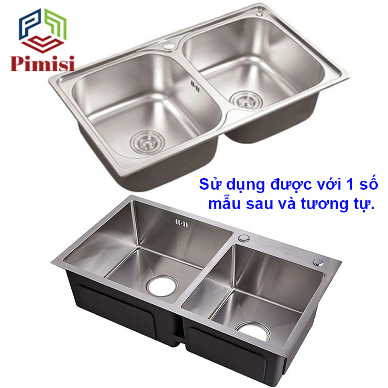 Xi Phông Chậu Rửa Chén Bát 2 Hốc Phi 110 Pimisi Cao Cấp Đầu Bầu Inox 304 - Dùng Để Xả Thải Nước Chậu Rửa Bát Đôi Dập Đúc Loại Ống Thải Nước To Bằng Nhựa Chun Uốn, Bầu Chống Mùi Hôi Và Giảm Dầu Mỡ Xuống Ống Dẫn - Có Đầu Thoát Tràn | Hàng Chính Hãng