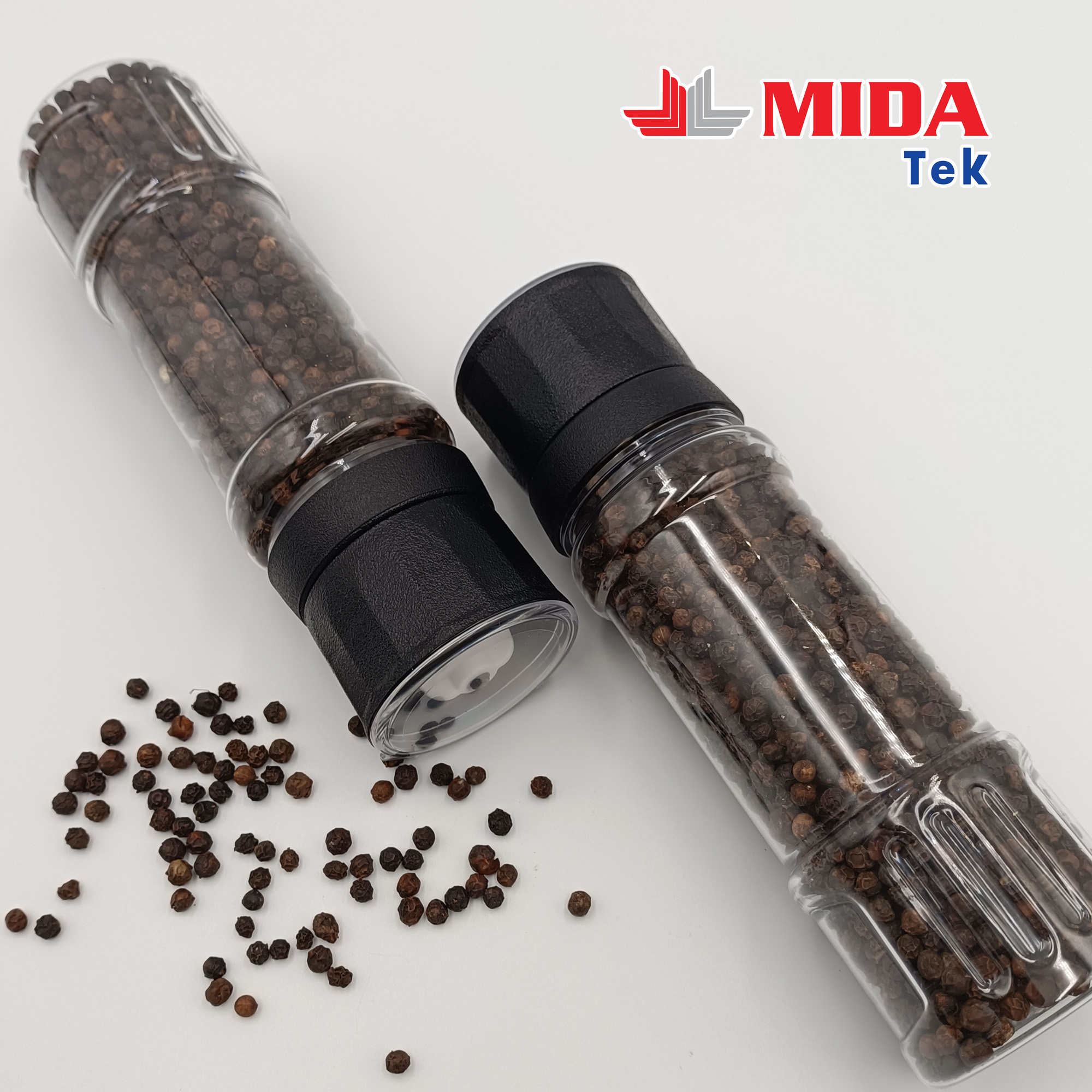 Dụng cụ xay tiêu MIDATEK cối xay ceramic chai nhựa dung tích 200ML miệng hũ 45mm