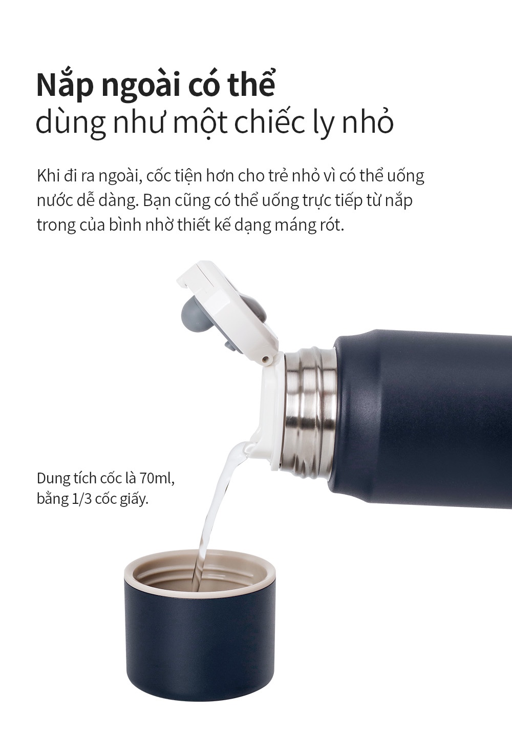 Bình giữ nhiệt Lock&Lock 505ml Maman Cup Vacuum Bottle Màu Hồng LHC1487PIK - Hàng chính hãng, nắp dùng làm cốc nước uống - JoyMall