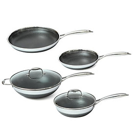 Bộ 4 chảo CHIÊN, XÀO iNox Blackcube