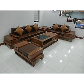 Bộ salon Gỗ Bích nệm da Tundo 3m x 2m x 80 cm