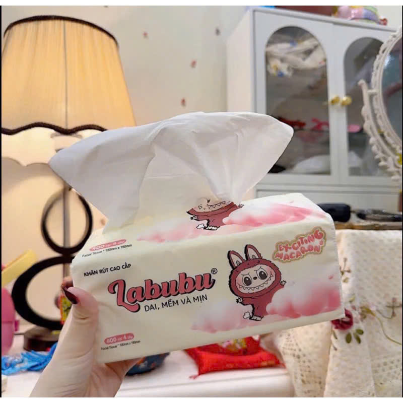 Phụ kiện nhà bếp -Combo 10 bịch giấy ăn Labubu 300 tờ - 4 lớp / 1 gói siêu mềm mại siêu dai tiết kiệm và an toàn
