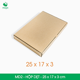 MD2 - 25x17x3 cm - 50 Thùng hộp carton trơn đóng hàng