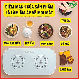 Đĩa hâm nóng đồ ăn trà cafe sữa SOP MEDIA kèm đế điện dùng cho mọi chất liệu an toàn tiện lợi, có mặt kính cường lực Hàng Chính Hãng