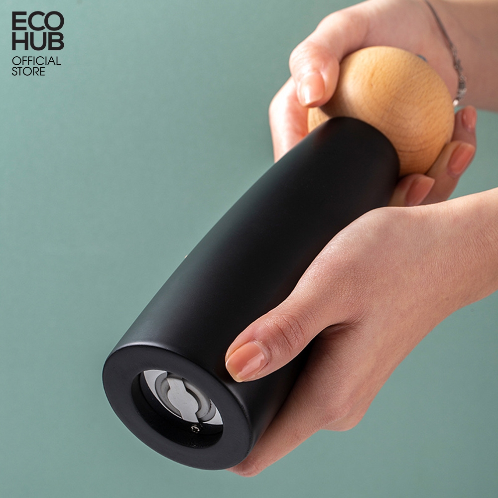 Dụng cụ xay tiêu đen và muối biển ECOHUB màu đen dạng đẹp cao cấp và sang trọng (Pepper Grinder)