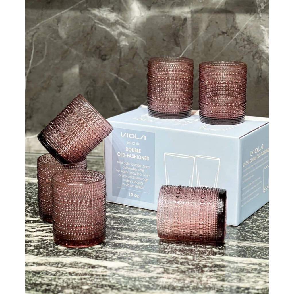 Set 6 cốc hạt cườm Viola From Germany 295ml dáng trụ thủy tinh cao cấp Hàng chính hãng