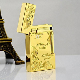 Vỏ Hột Quẹt Bật Lửa Upon Màu Vàng Hoa D22V Văn Dùng Gas Dòng 2 Lỗ Tiếng Kêu Hay Cầm Chắc Tay - Dùng Gas Đá Cao Cấp