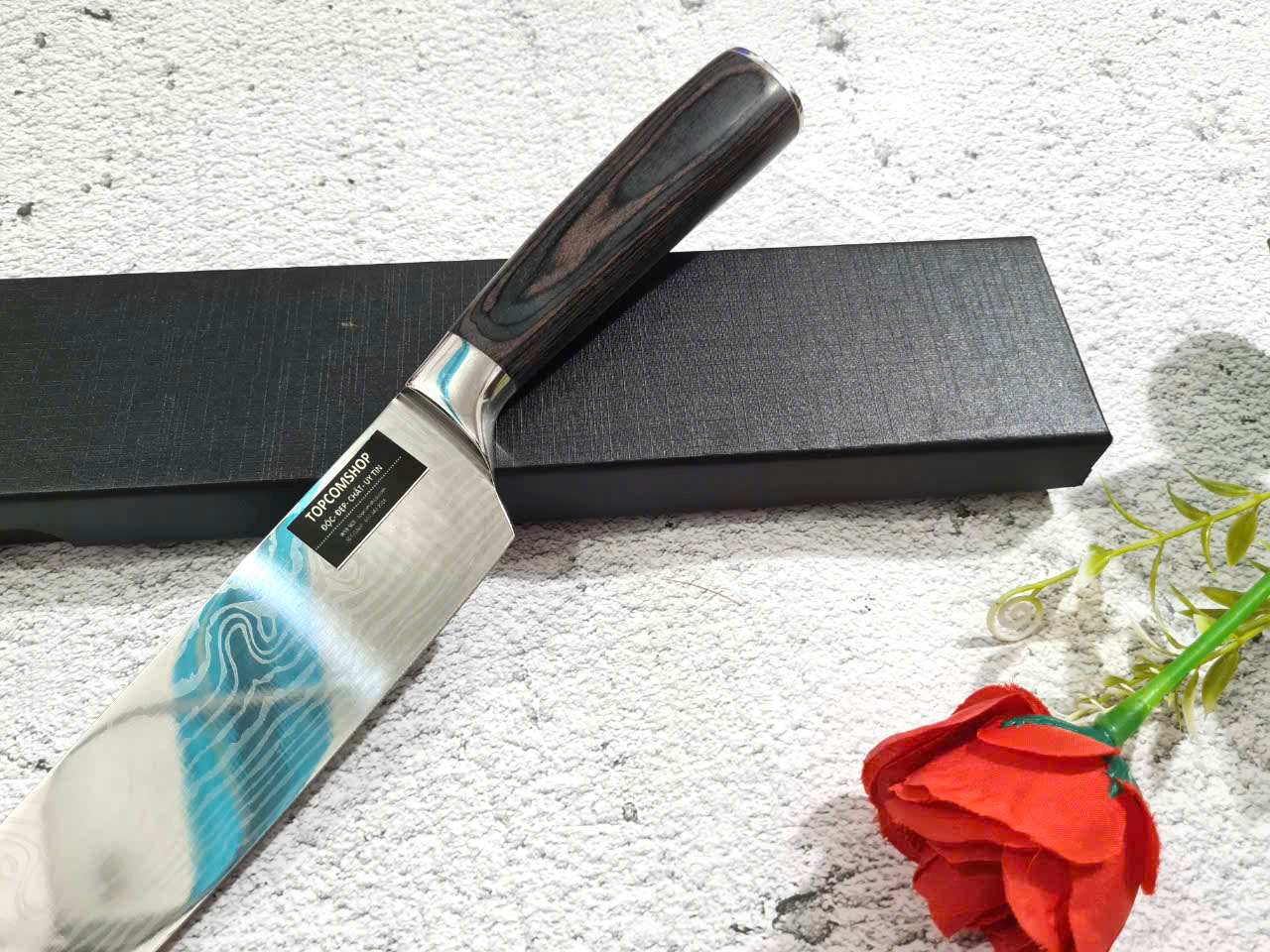 DAO - DAO BẾP NHẬT BẢN SANTOKU THÉP DAMASCUS MÃ A3 DT116 nt topcomshop vn