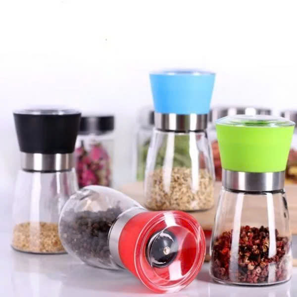 Lọ xay tiêu thủy tinh, lưỡi sứ - Màu ngẫu nhiên