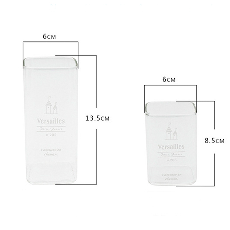 Ly thủy tinh vuông CÓ CHỮ IN chịu nhiệt cao cấp 240ml, 400ml