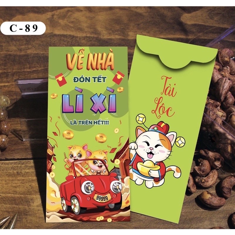 Com bo 10 xấp 100 bao xì xì Tết truyền thống đa dạng nhiều màu , nhiều mẫu dễ thương và cute