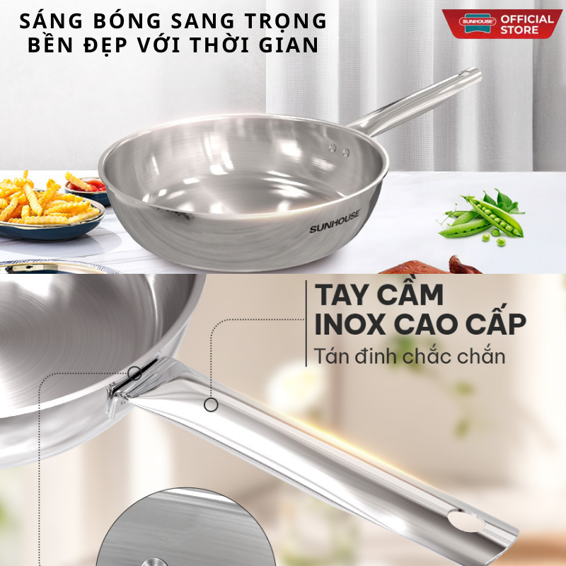 Chảo Inox đa lớp Sunhouse IN20M6/IN24M6/IN28M6