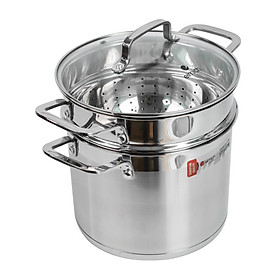 Bộ nồi xửng hấp Inox 304 Elmich EL3361 26cm nắp kính dùng bếp từ - Hàng chính hãng