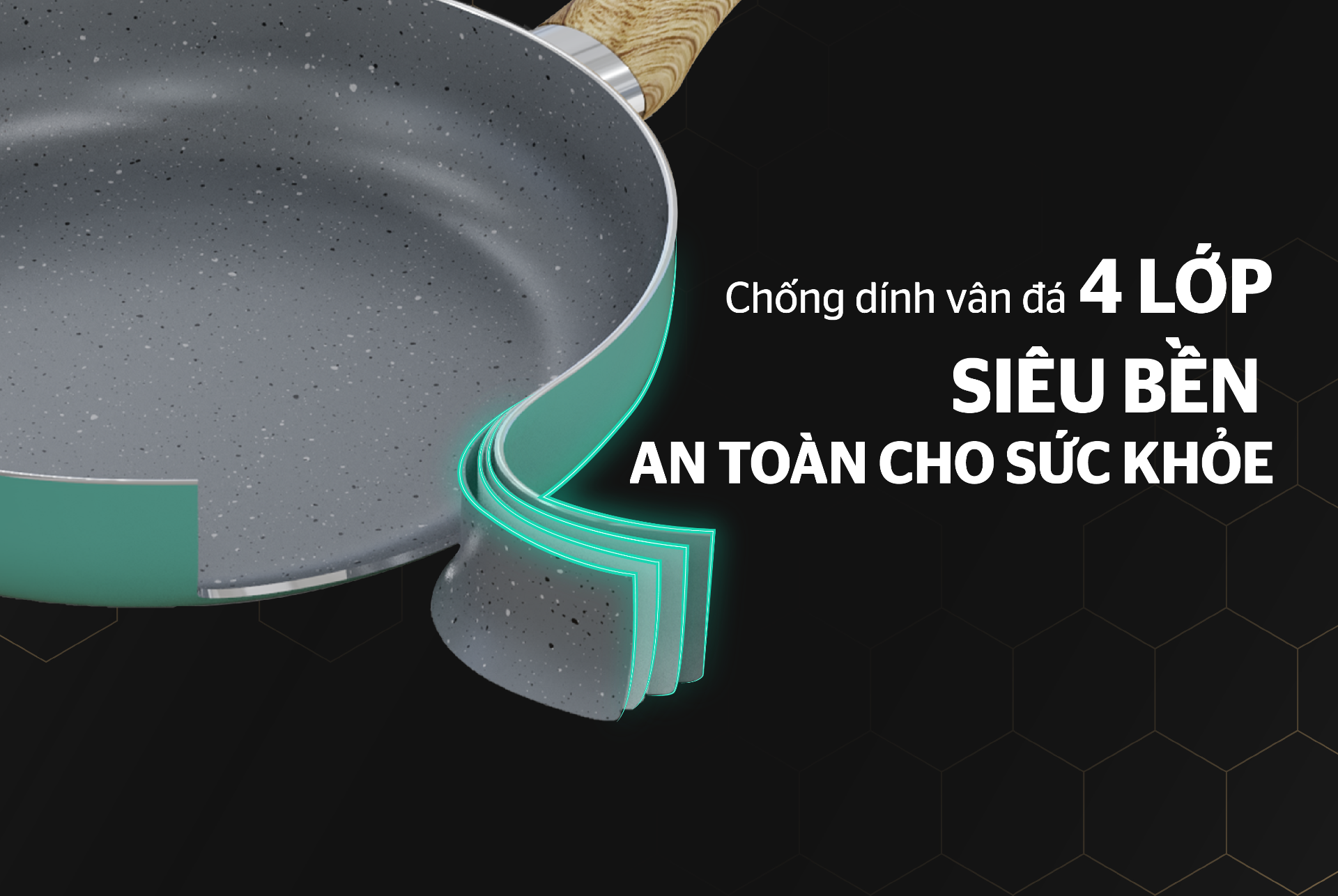 Chảo Sâu Chống Dính Vân Đá Sunhouse Clover CL20S - Hàng Chính Hãng