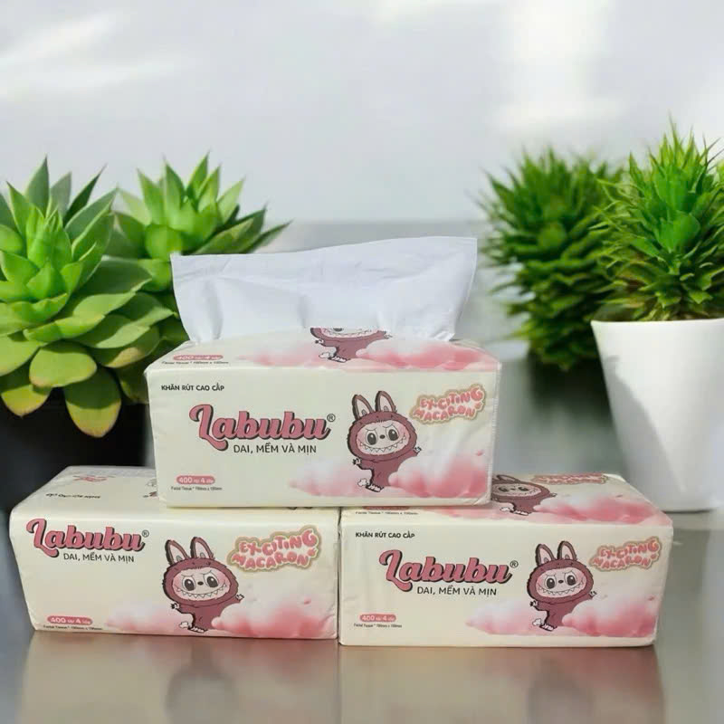 Phụ kiện nhà bếp -Combo 10 bịch giấy ăn Labubu 300 tờ - 4 lớp / 1 gói siêu mềm mại siêu dai tiết kiệm và an toàn
