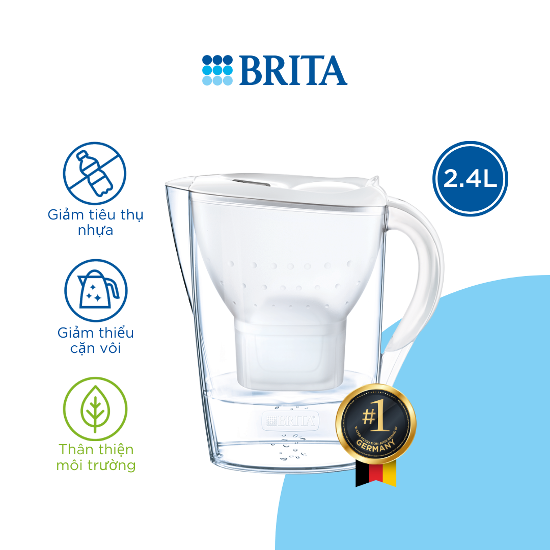 Bình Lọc Nước BRITA Marella Cool White - 2.4L (Kèm Maxtra Plus)