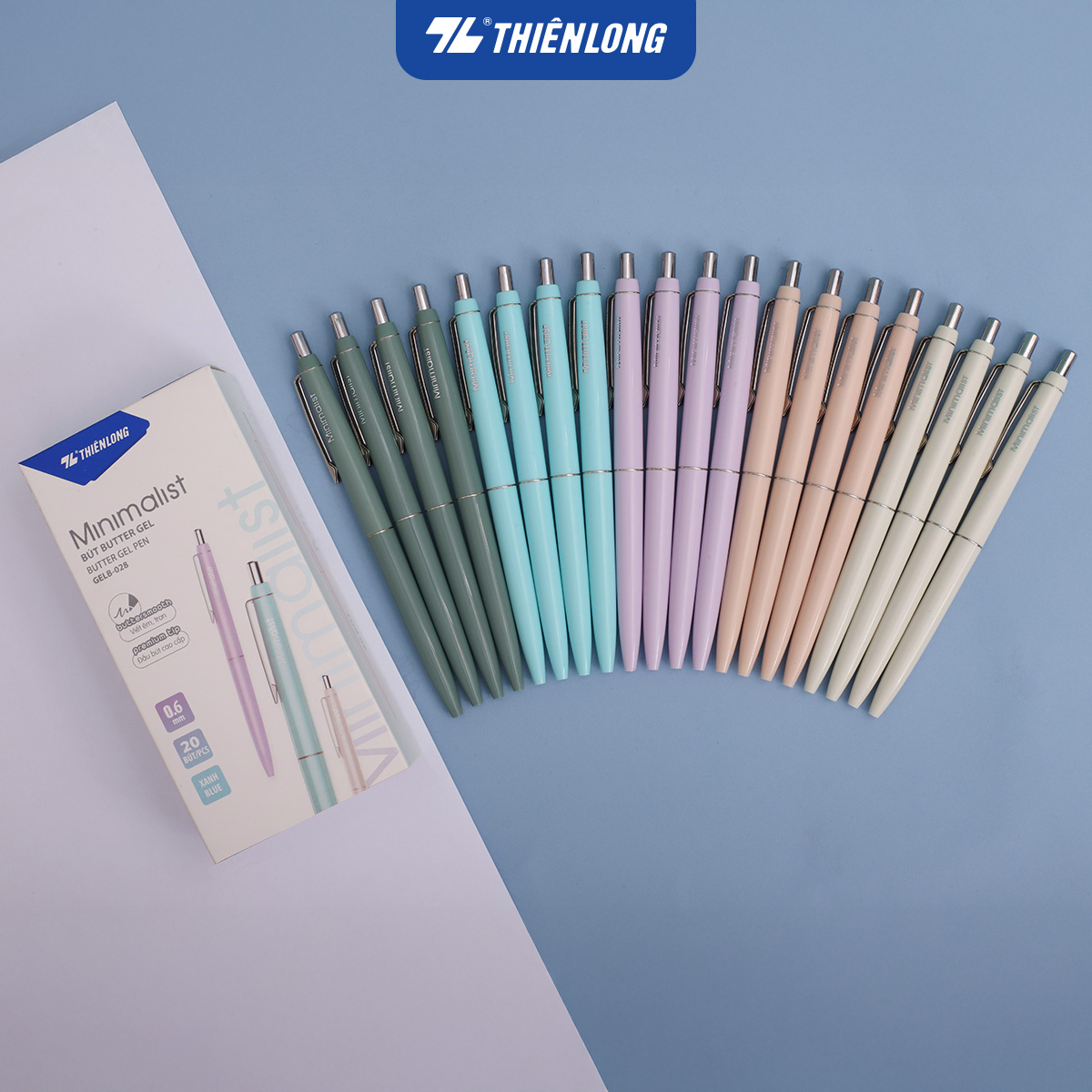 Bút gel B - Minimalist Butter Gel Thiên Long - Premium tip - Mực Xanh - Màu thân ngẫu nhiên