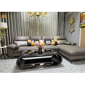 Sofa góc L da bò Italy Juno sofa màu xám – SFLCT01 3m3 x 1m9 hàng cao cấp chuẩn da bò nhập khẩu Ý