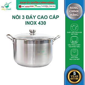 Nồi Inox 3 Đáy Nắp Kính Fivestar N28-3DG (28cm) - Hàng Chính Hãng