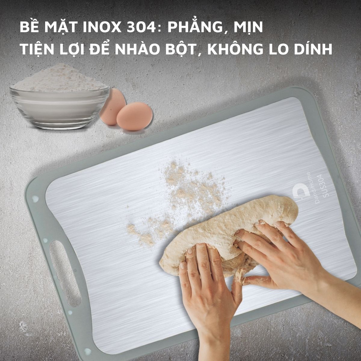 Thớt inox 304 và nhựa kháng khuẩn DandiHome cao cấp hai mặt