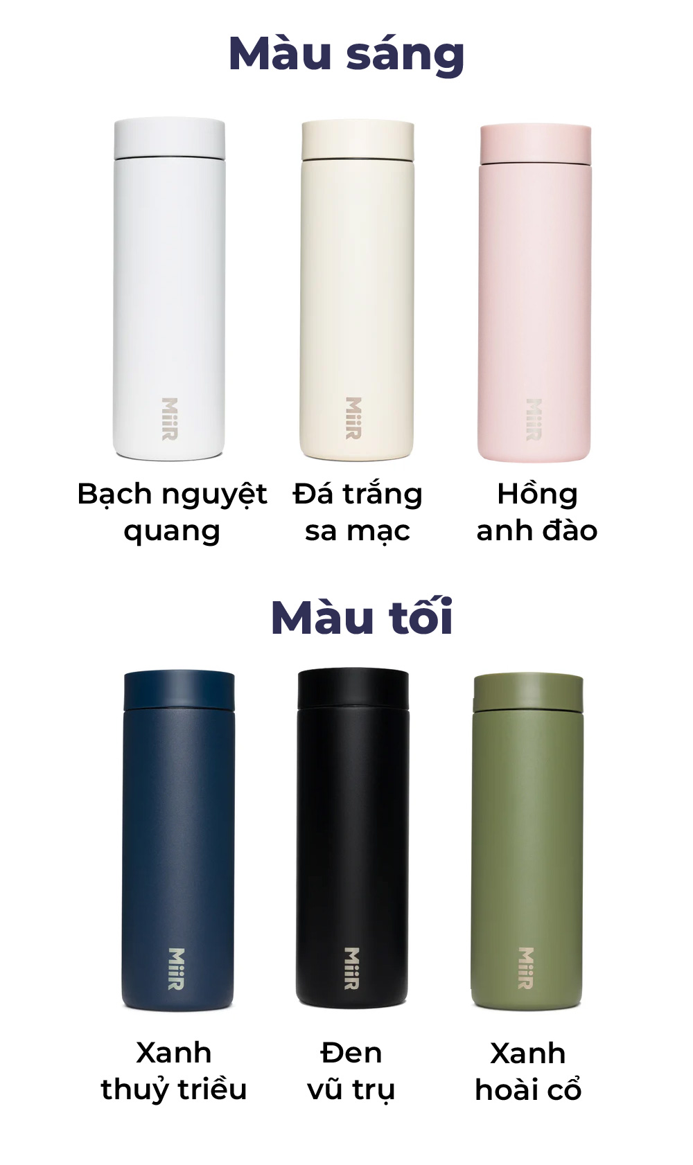 Bình giữ nhiệt MiiR 360 Traveler nắp ấn chống tràn uống từ 4 phía thương hiệu Mỹ nhập khẩu chính hãng