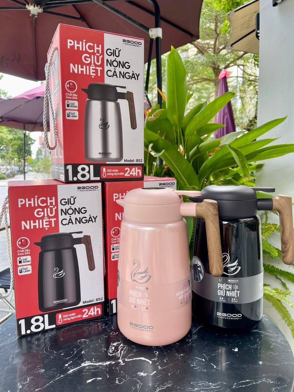 Phích - Bình thuỷ giữ nhiệt nóng lạnh 2Good B52 - Dung tích 1.8 lít - Đổi mới 5 năm