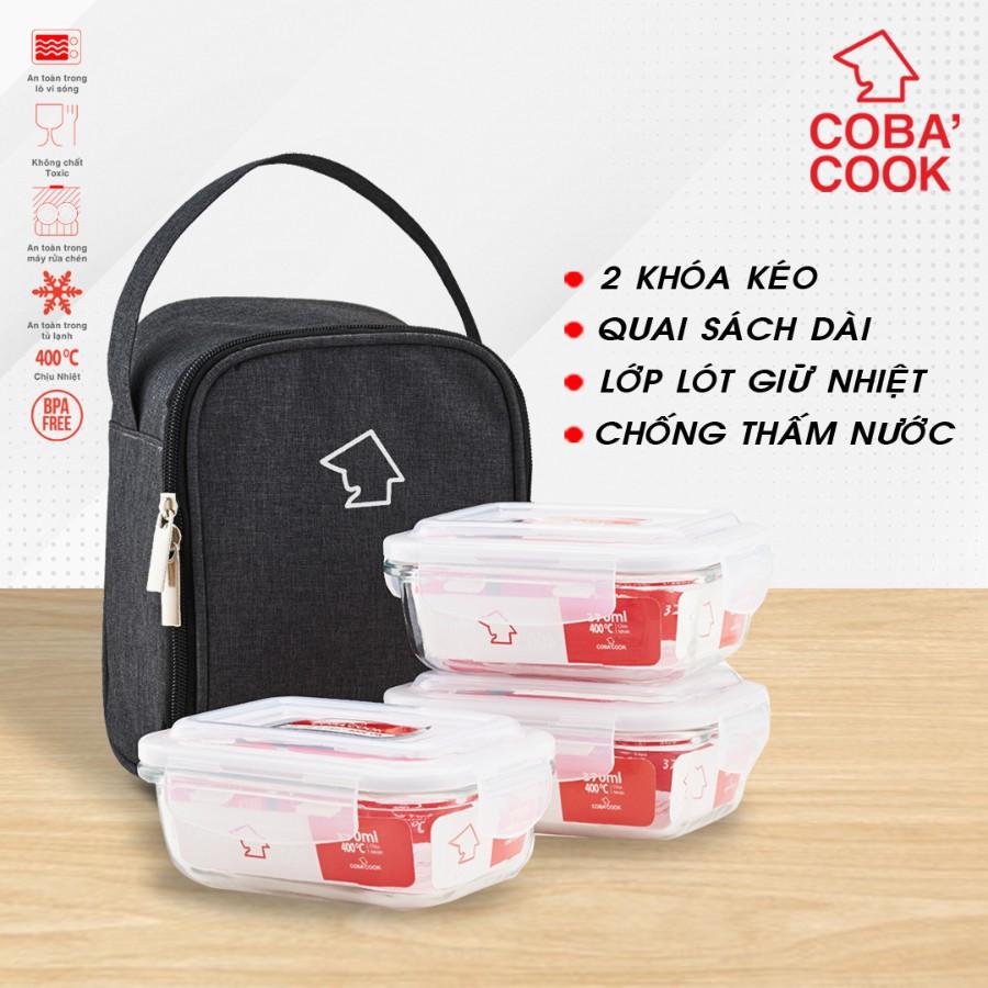 Bộ 3 hộp đựng cơm thủy tinh COBA