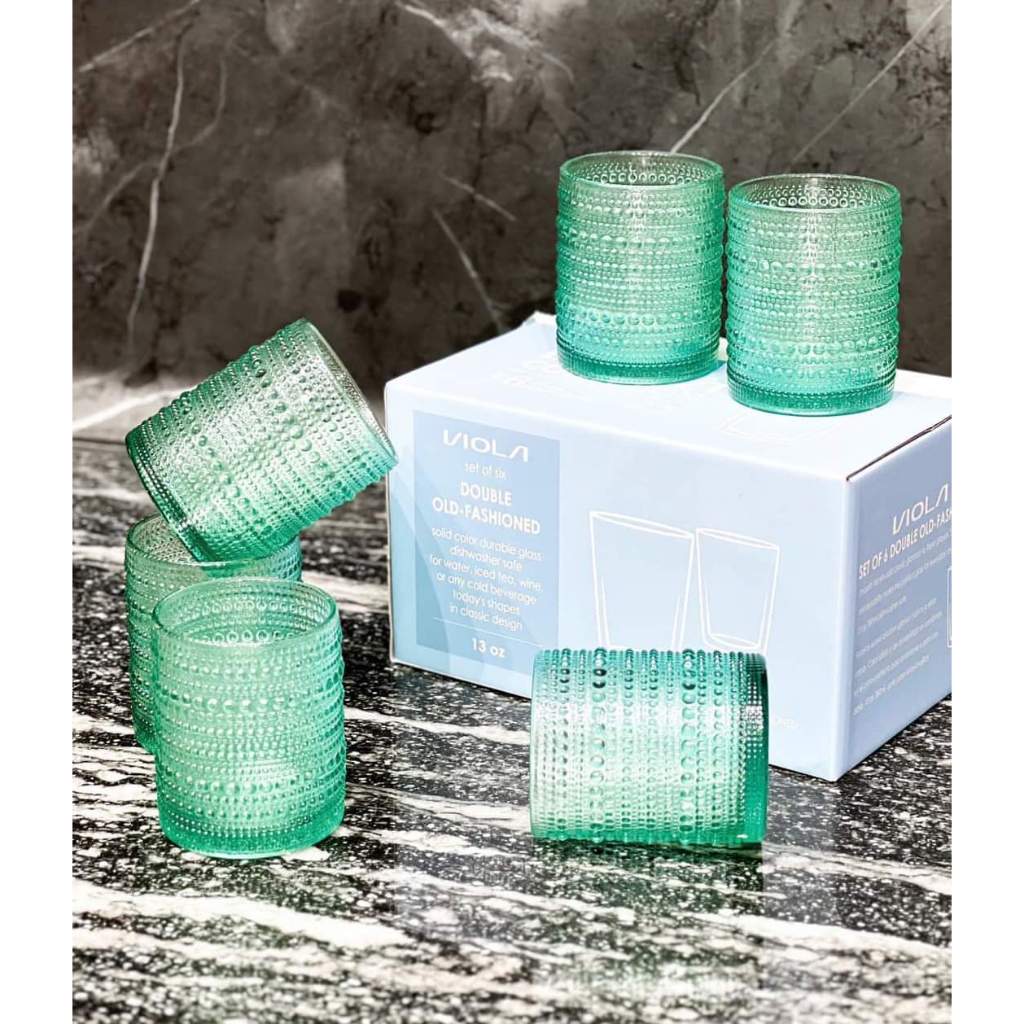 Set 6 cốc hạt cườm Viola From Germany 295ml dáng trụ thủy tinh cao cấp Hàng chính hãng