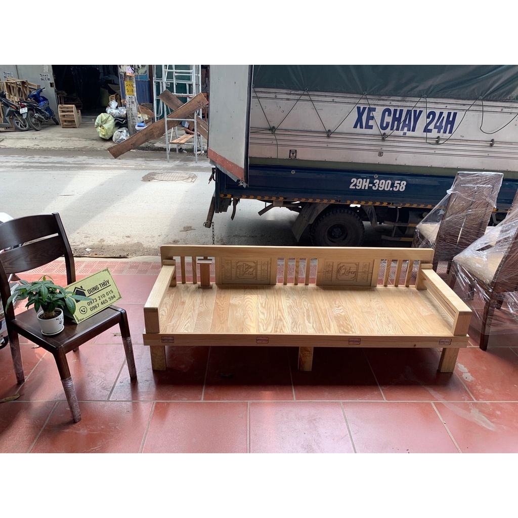 Ảnh thực tế giường gấp thành ghế sofa gỗ sồi Nga GN08