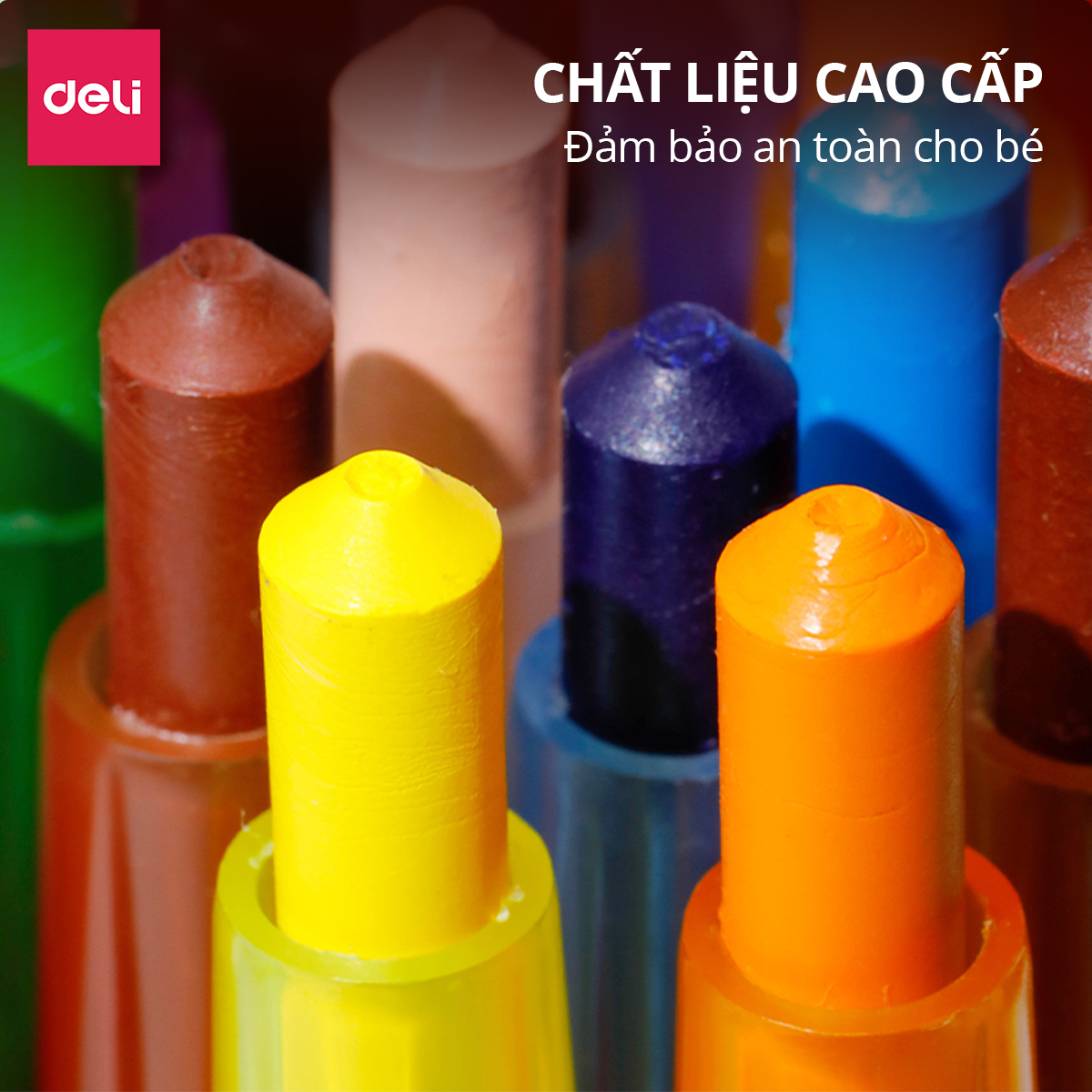 Bút Sáp Vặn Gấu Con Deli - 12/24 Màu Sáp Tươi Sáng Lên Màu Chuẩn An Toàn Cho Trẻ Nhỏ Học Sinh Tô Vẽ Tranh