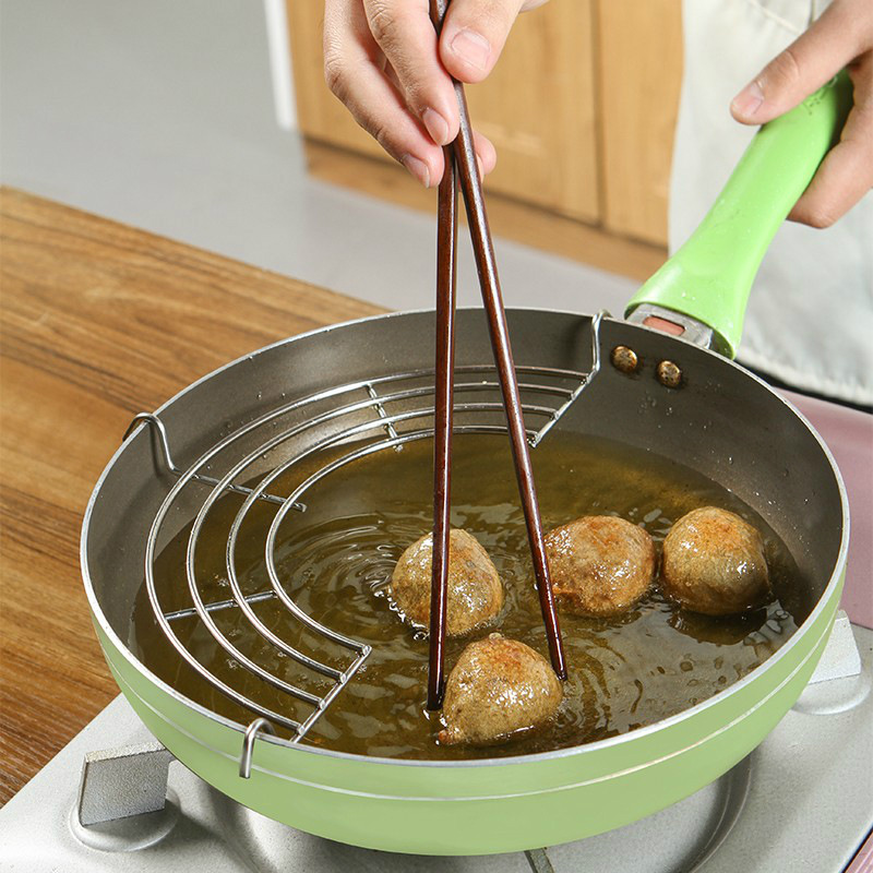 Vỉ gác chảo ráo dầu mỡ chiên rán đồ ăn bằng inox không gỉ size 26cm, giá chiên ráo dầu vĩ gác chảo nồi chiên không dầu - Chính hãng