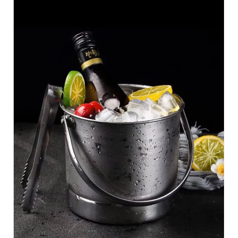 Xô đá Inox 1.5L 13cmx15cm Inox304 Decor | XÔ ĐÁ INOX CÓ QUAI