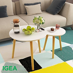 Bàn trà, bàn sofa tròn trắng 40x50, bàn cafe phòng khách, bàn coffee, bàn gỗ cà phê 